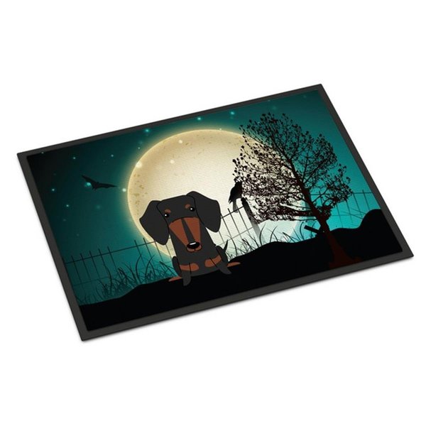 Micasa Halloween Scary Dachshund Black Tan Indoor or Outdoor Mat24 x 0.25 x 36 in. MI717282